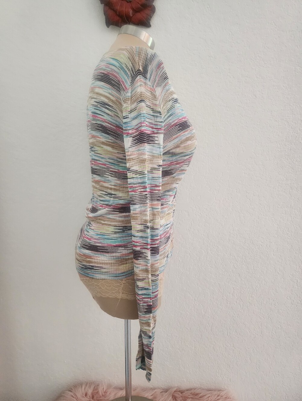 M MISSONO | Multicolor Striped V-Neck Button Cardigan - Picture 4 of 16